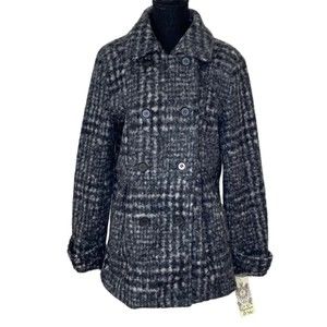 Maralyn & Me Black White Polyester DB Pea Coat F
